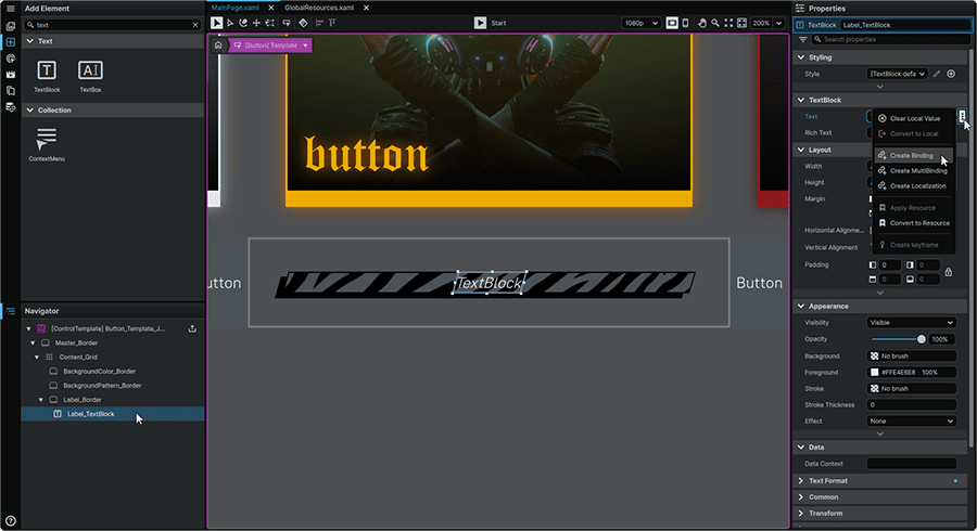 Tutorial_ButtonTemplatesAndStyles_Jungle_LabelTextBlock_BindText.png