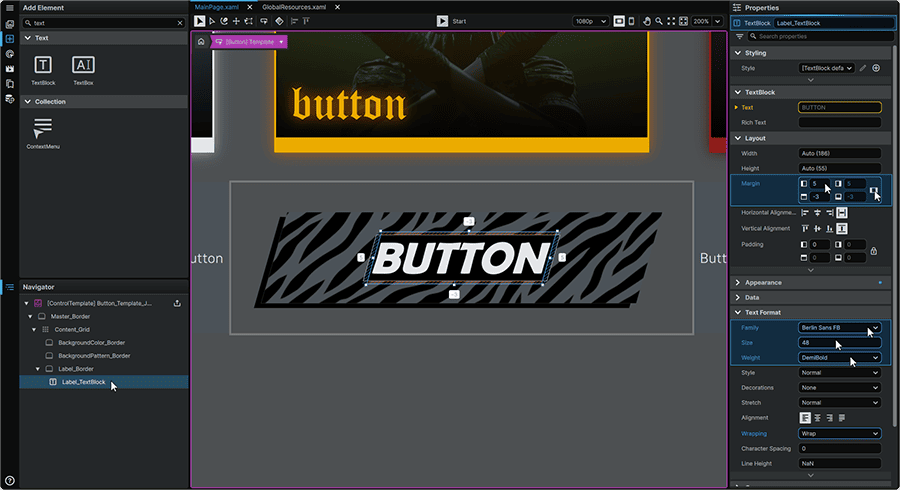 Tutorial_ButtonTemplatesAndStyles_Jungle_LabelTextBlock_Properties.png