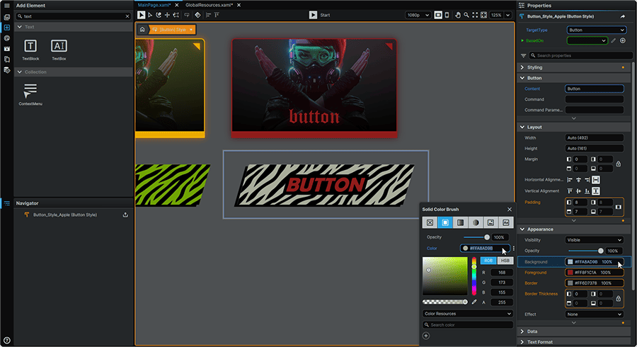 Tutorial_ButtonTemplatesAndStyles_SecondStyleEdit_Apple_Properties.png