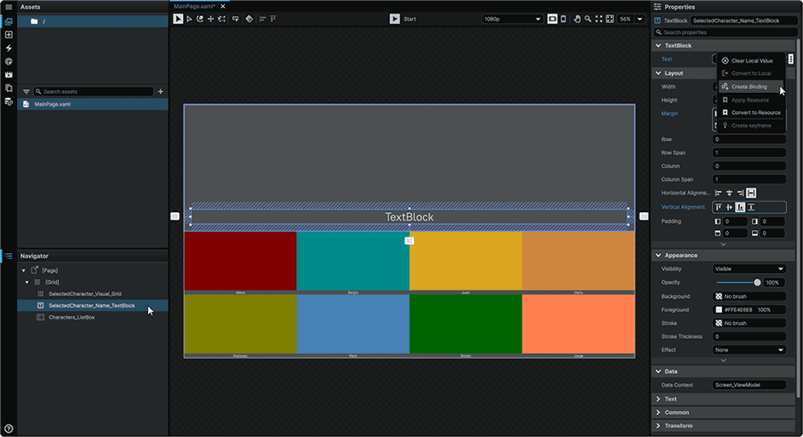 Tutorial_CharacterSelector_TextBlock_CreateBinding.png